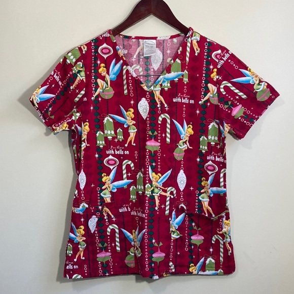 Disney Tops - Disney Tinkerbell Women’s Scrub Top Size XS
